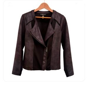 Style & Co. Mixed Media Lightweight Stretch Zipper Black Moto Jacket Small